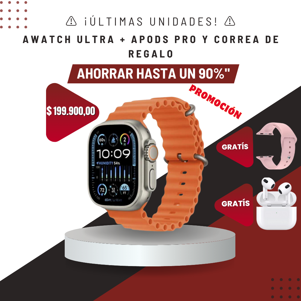 ⚠️ ¡Últimas unidades! ⚠️ AWatch Ultra + APods Pro y Correa de Regalo (SOLO HOY)