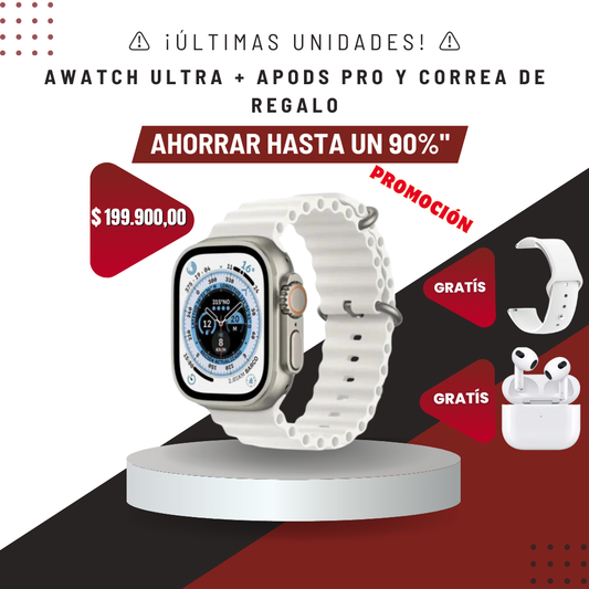 ⚠️ ¡Últimas unidades! ⚠️ AWatch Ultra + APods Pro y Correa de Regalo (SOLO HOY)